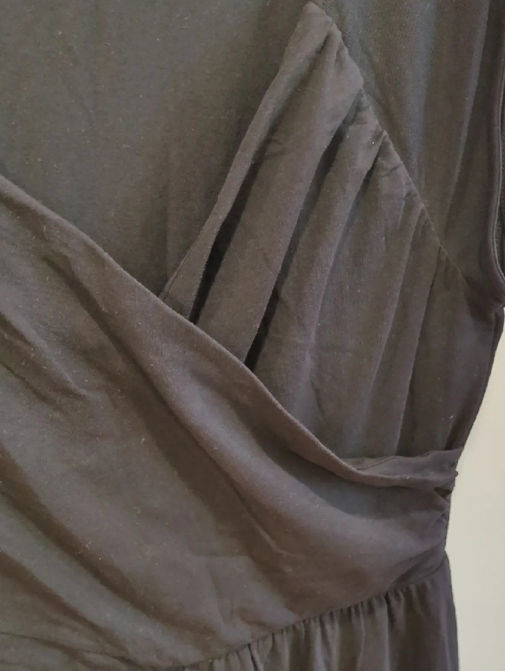 Garnet Hill Black Sleeveless Wrap-Style Mini Dress Medium Minimalist Classic - Picture 3 of 7